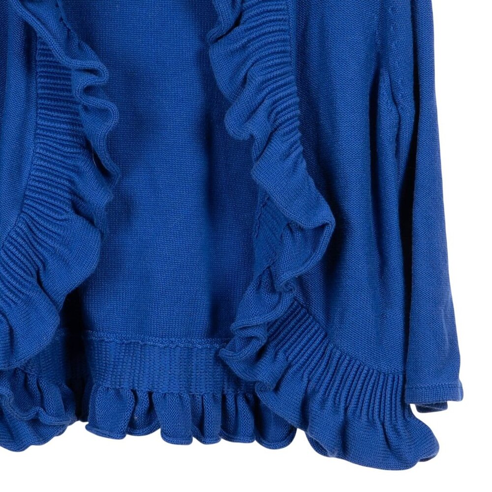 Ruby Rd Ruffle Cardigan Sweater XL Womens Blue Cotton Blend Knit Grammacore - Picture 3 of 5